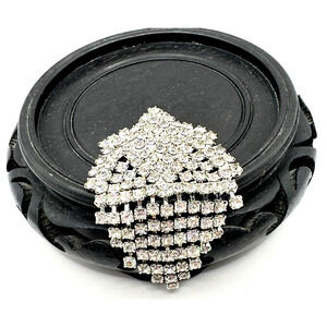 Fringe Kite Celebrity NY Brooch Pin Clear Prong Set Rhinestones Silver Tone VTG